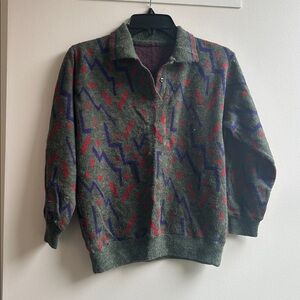 Vintage Zig Zag Print Sweater